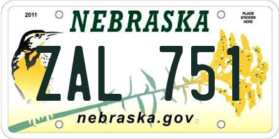 NE license plate ZAL751