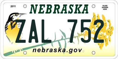 NE license plate ZAL752