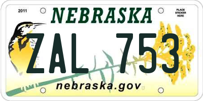NE license plate ZAL753