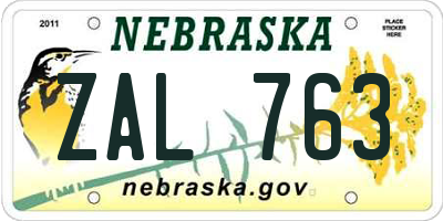 NE license plate ZAL763