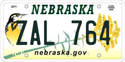 NE license plate ZAL764