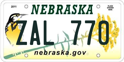 NE license plate ZAL770
