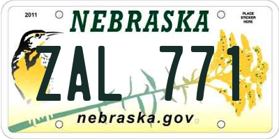 NE license plate ZAL771