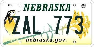 NE license plate ZAL773
