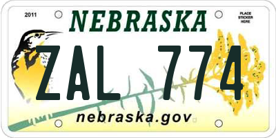 NE license plate ZAL774