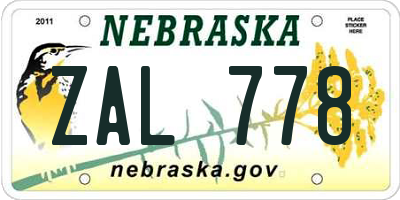 NE license plate ZAL778
