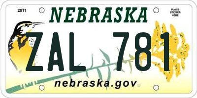 NE license plate ZAL781