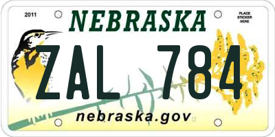 NE license plate ZAL784