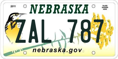 NE license plate ZAL787