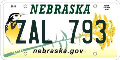 NE license plate ZAL793