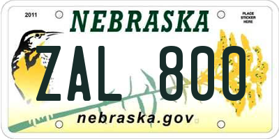 NE license plate ZAL800