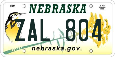 NE license plate ZAL804