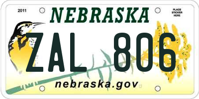 NE license plate ZAL806