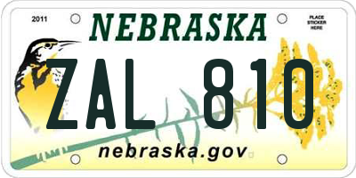 NE license plate ZAL810