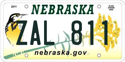 NE license plate ZAL811