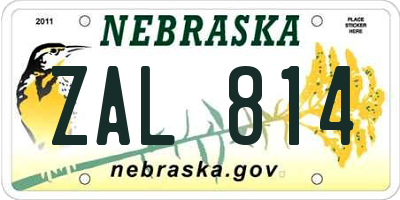 NE license plate ZAL814
