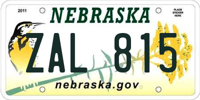 NE license plate ZAL815