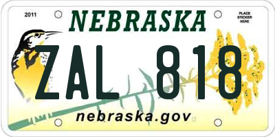 NE license plate ZAL818
