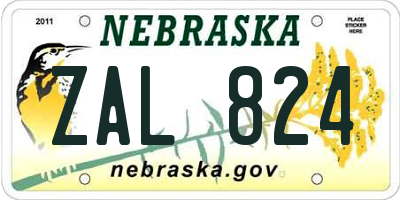 NE license plate ZAL824