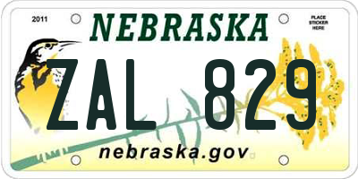 NE license plate ZAL829