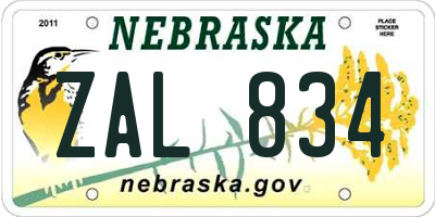 NE license plate ZAL834