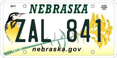 NE license plate ZAL841