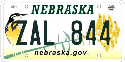 NE license plate ZAL844