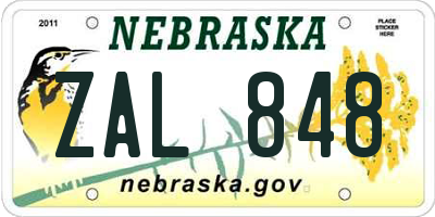 NE license plate ZAL848