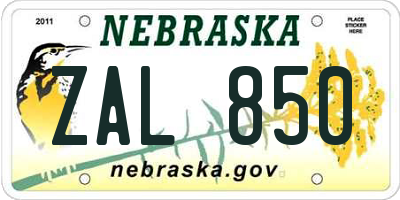 NE license plate ZAL850