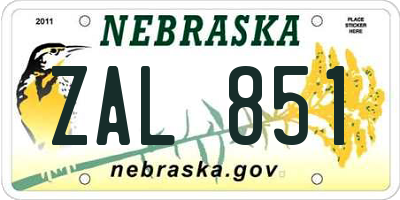 NE license plate ZAL851