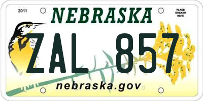 NE license plate ZAL857