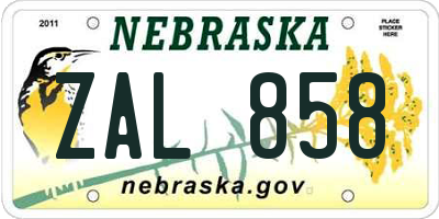 NE license plate ZAL858