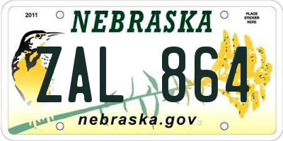 NE license plate ZAL864