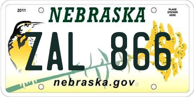 NE license plate ZAL866