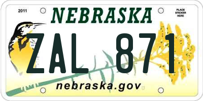 NE license plate ZAL871