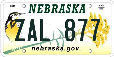NE license plate ZAL877