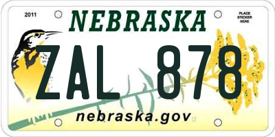 NE license plate ZAL878