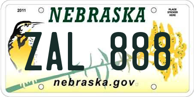 NE license plate ZAL888