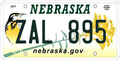 NE license plate ZAL895