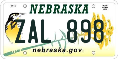 NE license plate ZAL898