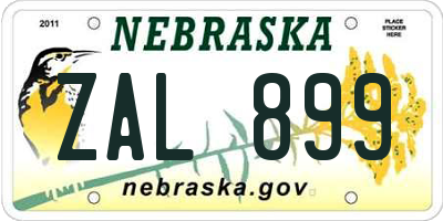 NE license plate ZAL899