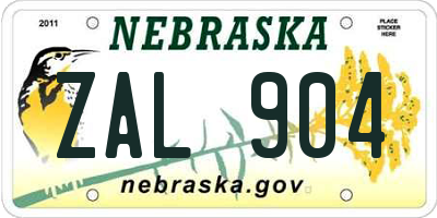 NE license plate ZAL904