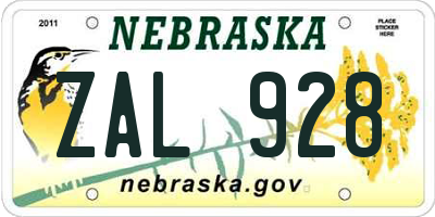 NE license plate ZAL928