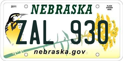 NE license plate ZAL930