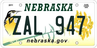 NE license plate ZAL947