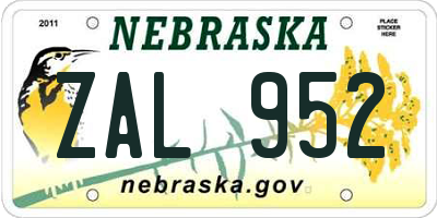 NE license plate ZAL952