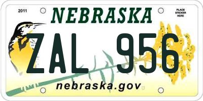 NE license plate ZAL956
