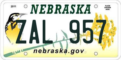 NE license plate ZAL957