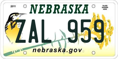 NE license plate ZAL959