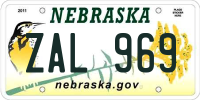 NE license plate ZAL969